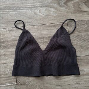 H&M Charcoal Ribbed Knit Top